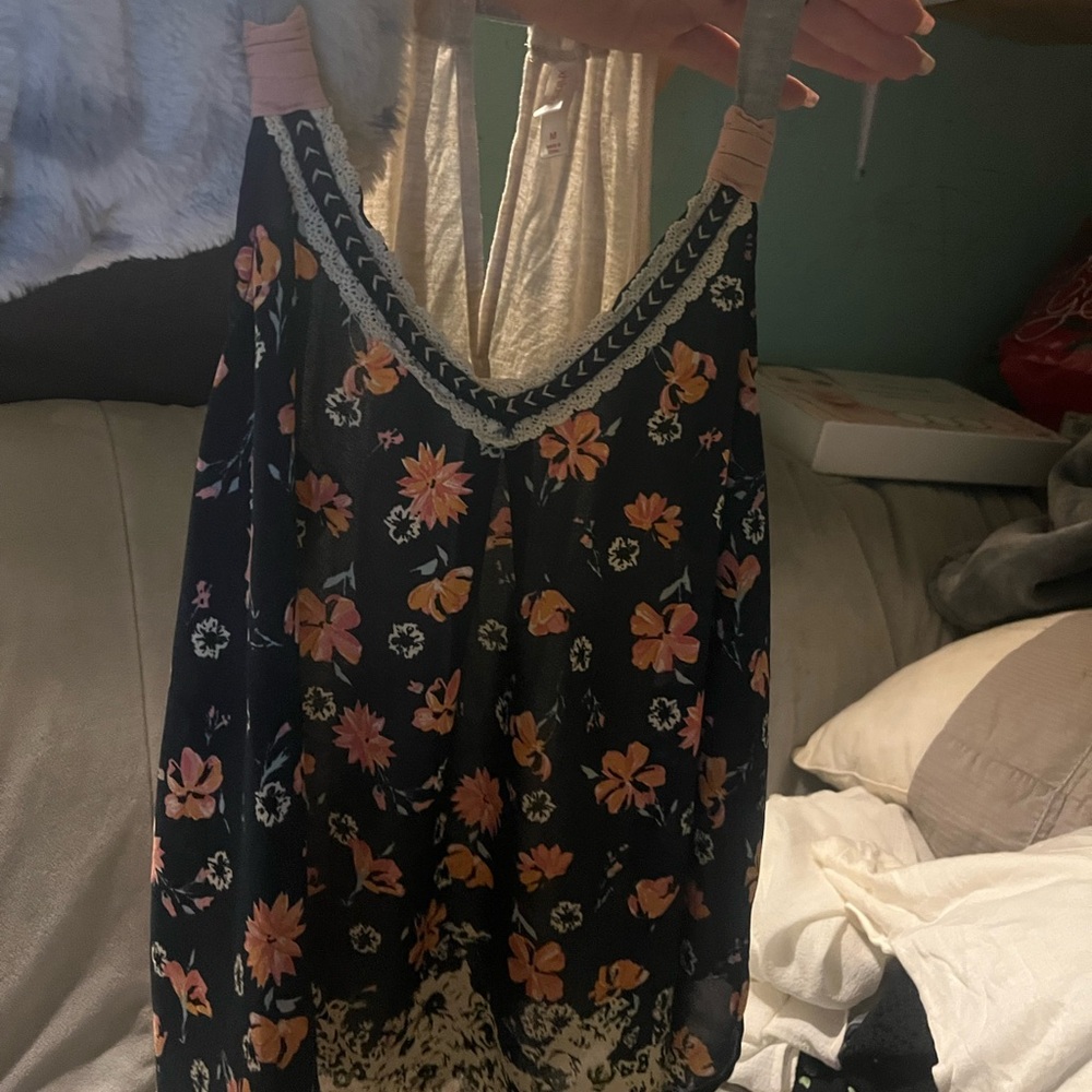 Floral Black and Pink Camisole